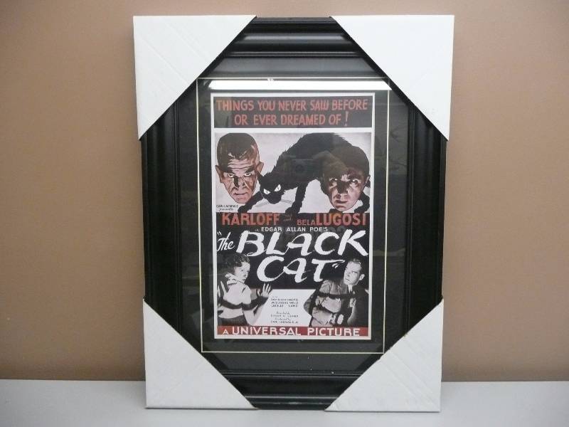 lot 29 image: .THE BLACK CAT SMALL FRAMED MOVIE POSTER - NEW - APPROX 19 BY 25 - SEE PICTURES