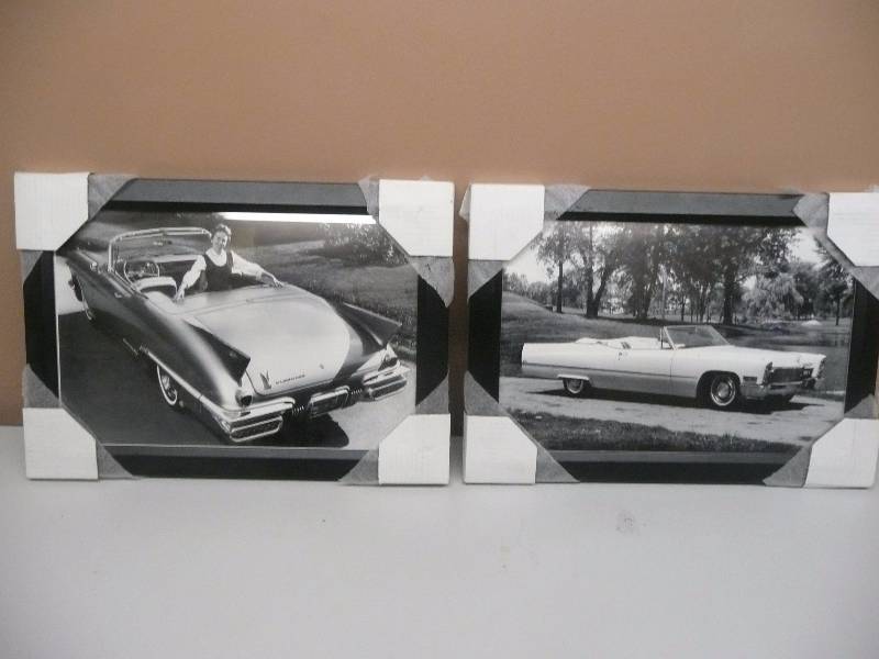 lot 33 image: 2 NEWLY FRAMED CADILAC BLACK & WHITE PHOTOS - APPROX 20 BY 14 - SEE PICTURES