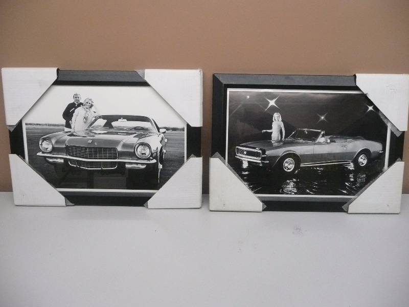 lot 36 image: 2 NEWLY FRAMED CAMARO BLACK & WHITE PHOTOS - APPROX 20 BY 14 - SEE PICTURES