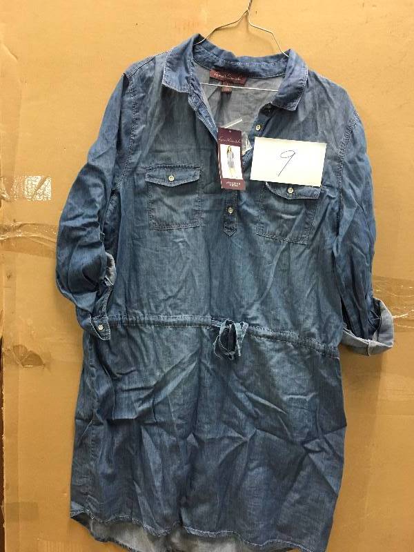 Gloria Vanderbilt Womens Ashleigh Drawstring Waist Denim Dress - Size L  open box never used