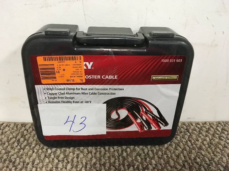 Husky Portable 20 Ft Booster Cable Jumper cables 4 Gauge open box never used