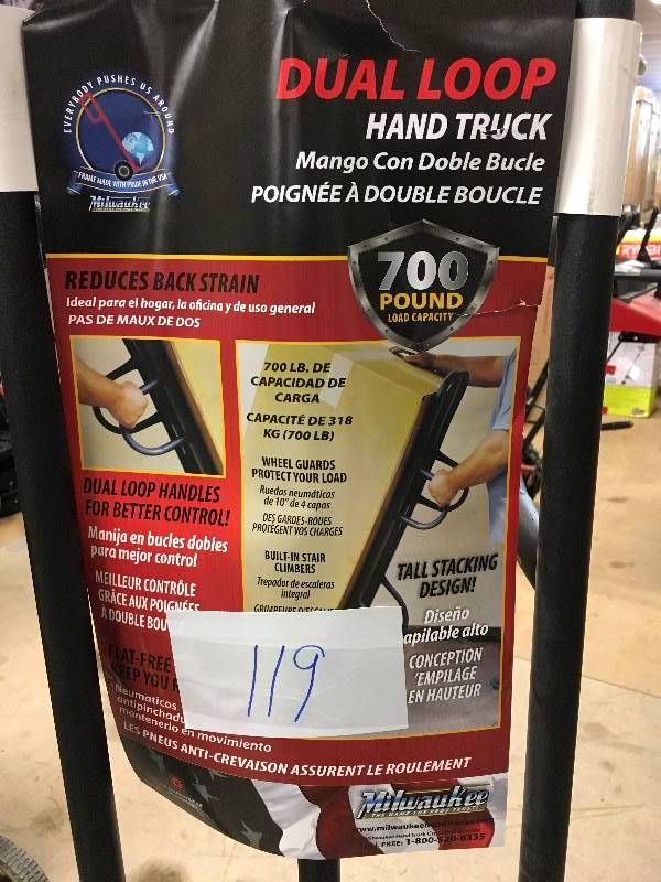 Dual Loop Hand Truck 700 lb Load Capacity open box never used