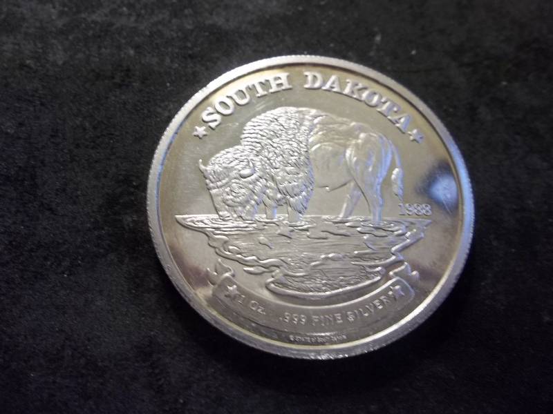 South Dakota Centennial Comemmorative Silver Round .999 Fine 1 Oz.