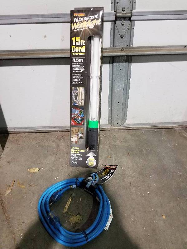 ProGlo Fluorescent 163 SJTW 15ft. Work Light & Sub-Zero 20ft. 123 SJEOW -58 Degree Cold Weather Cord