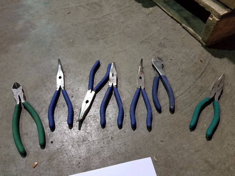 Lot of (7) Needle Nose Pliers, Wire Cutters