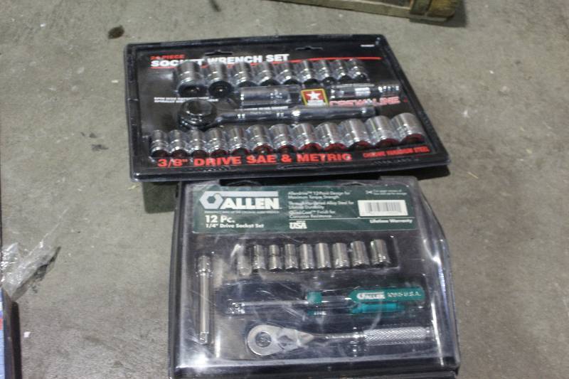 Lot of (2) Tool Sets - Allen 12-Piece 14in. Drive 12-Point Socket Set SAE, Crew Line 24-Piece Socket Wrench SAEMetric