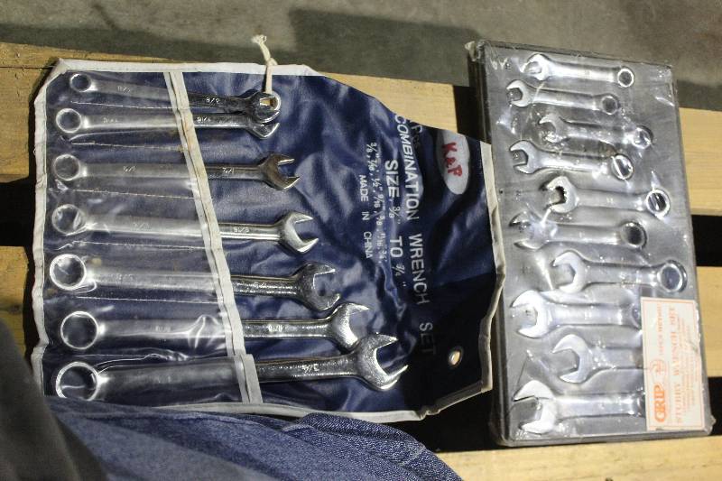 Lot of (2) Tool Sets - Grip 10-Piece Metric Stubby Wrench Set, K&P 7-Piece SAE Combination Wrench Set