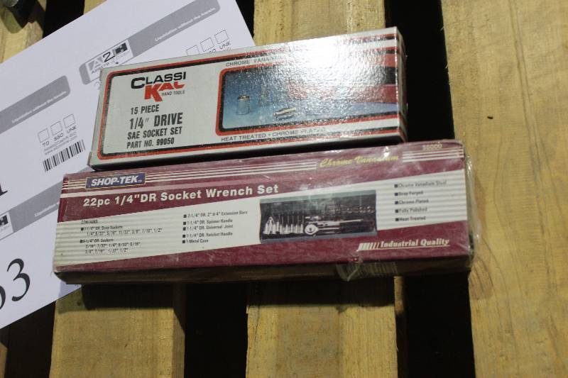 Lot of (2) Tools Sets - ClassiKal Hand Tools 15-Piece 14in. Drive SAE Socket Set, Shop Tek 22-Piece 14in. Drive SAE Socket Wrench Set