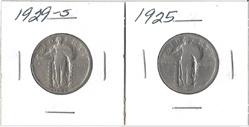 lot 13 image: Two Standing Liberty Quarters - 1925 & 1929-S