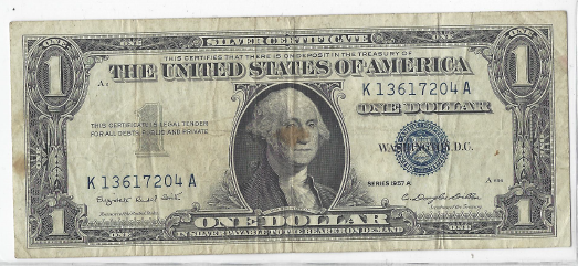 lot 35 image: 1957 A Silver Certificate Dollar Note