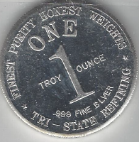 lot 45 image: Tri State Refining - 1 Ounce Silver .999 Fine