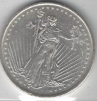 lot 48 image: Saint Gaudens Design - 1 Ounce Fine Silver .999 Fine