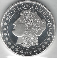 lot 49 image: Morgan Dollar Design .999 Fine Silver - 1 Troy Ounce