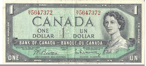 1954 Canadian Dollar Bill