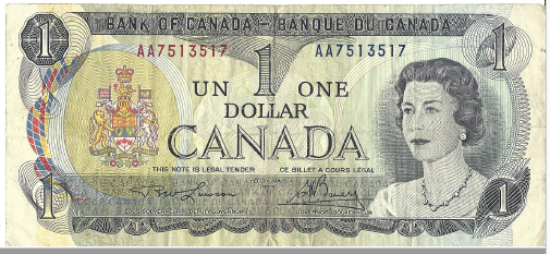 1973 Canadian Dollar Bill