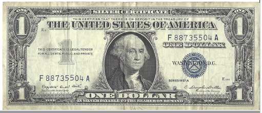 1957 A Silver Certificate Dollar Note