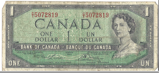 1954 Canadian Dollar Bill