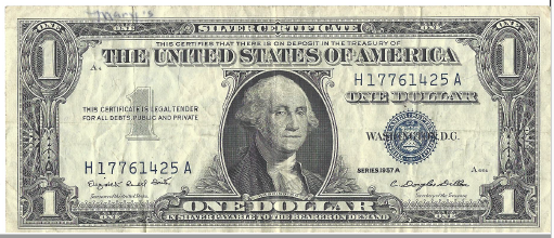 1957 A Silver Certificate Dollar Note