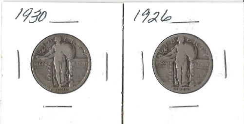 Two Standing Liberty Quarters - 1926 & 1930