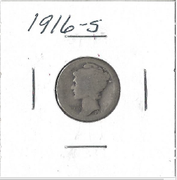 1916 - S Mercury Dime