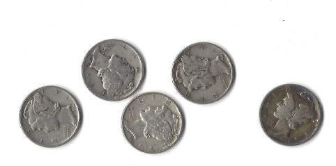 WW2 Dimes 1941 to 1945 P Mint