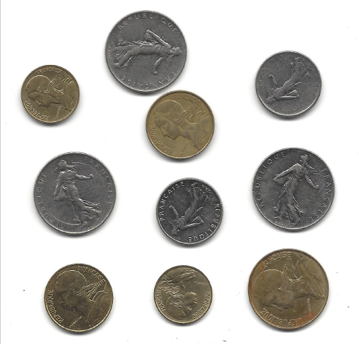 10 Different French Coins