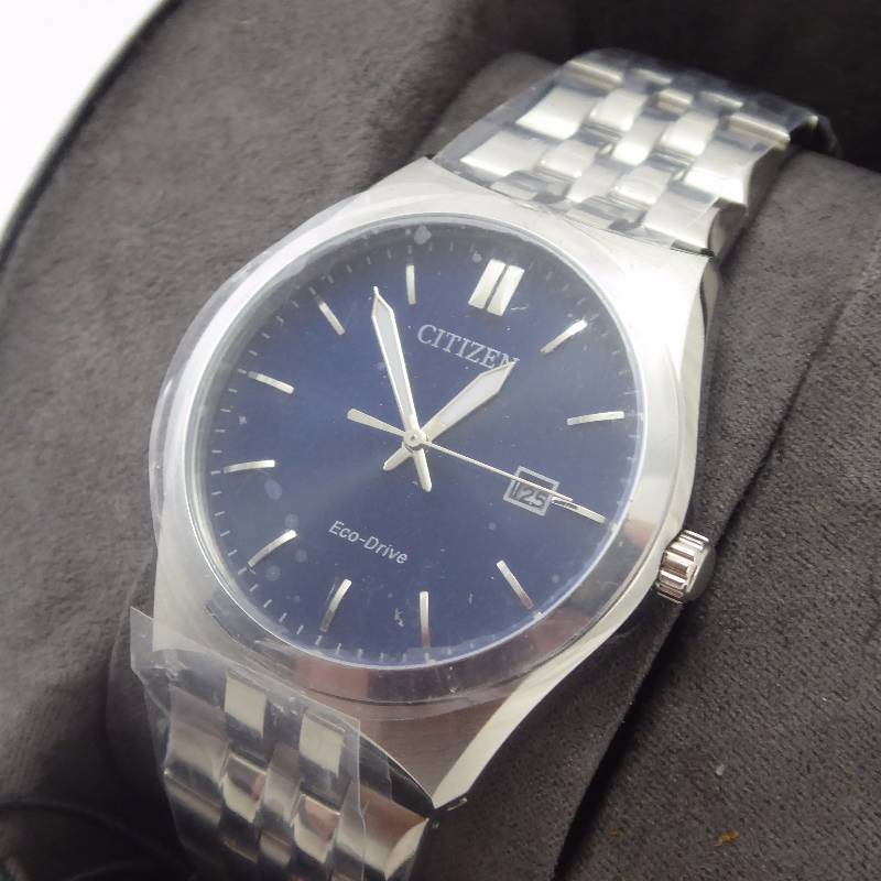 lot 6 image: Citizen Mens Eco-Drive Blue Dial Stainless Steel Watch