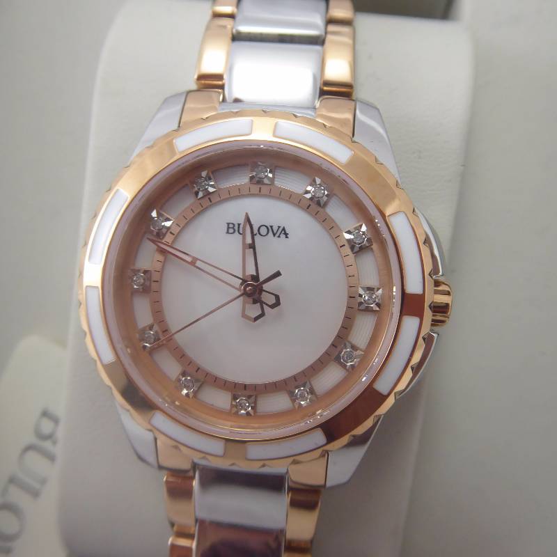 lot 19 image: Bulova Ladies Two-Tone Diamond Dress Watch