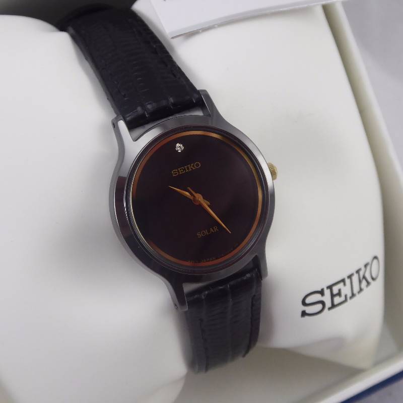 lot 30 image: Seiko Core Womens Black Ion Plated Solar Watch