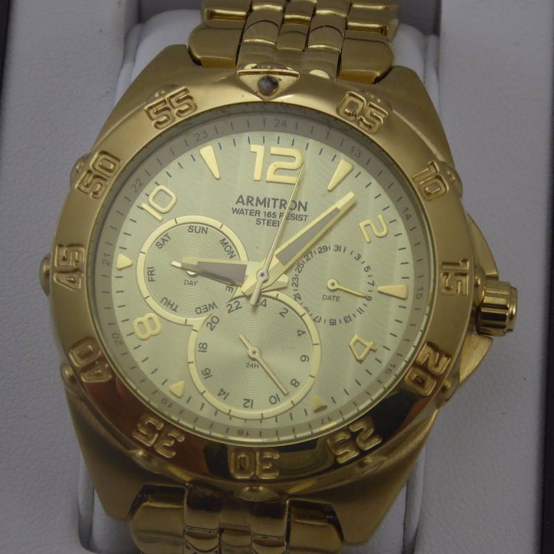 lot 52 image: Armitron Mens Goldtone Multifunction Watch
