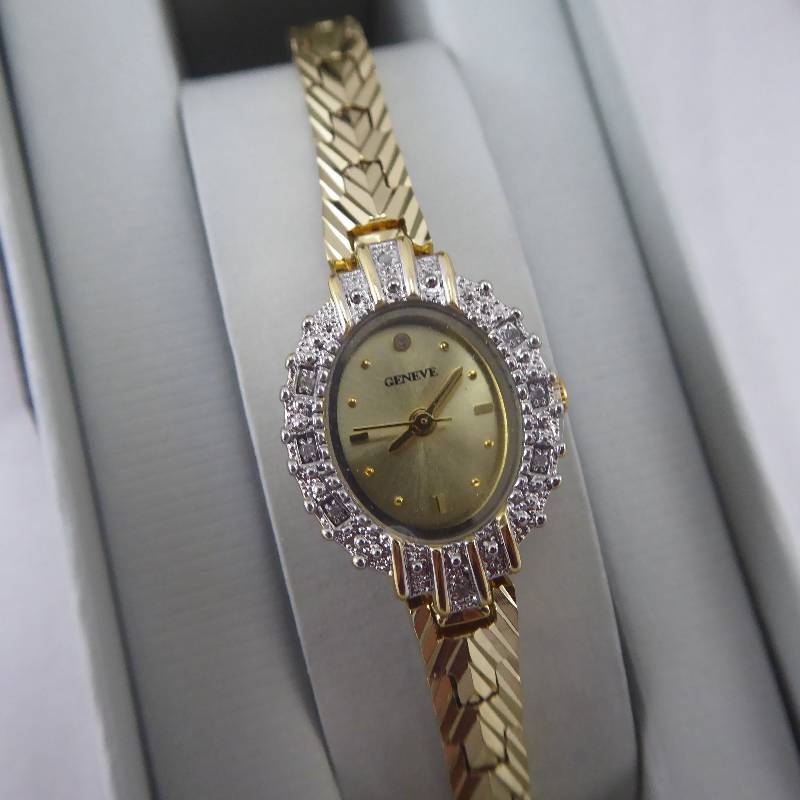 lot 102 image: Geneve Womens Two-Tone Diamond Dress Watch
