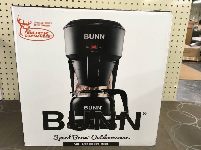 lot 28 image: BUNN OUTDOORSMAN BUCK COFFEE MAKER, WHOLESALE PRICE $79.99