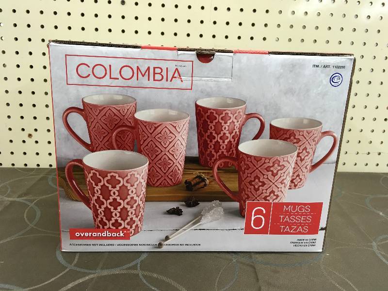 lot 41 image: O&B COLOMBIA 6PC MUG SET, WHOLESALE PRICE $12.99