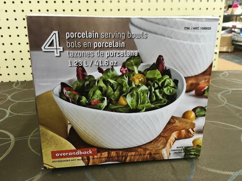 lot 45 image: OVER&BACK 4PC SERVE BOWLS, WHOLESALE PRICE 14.99