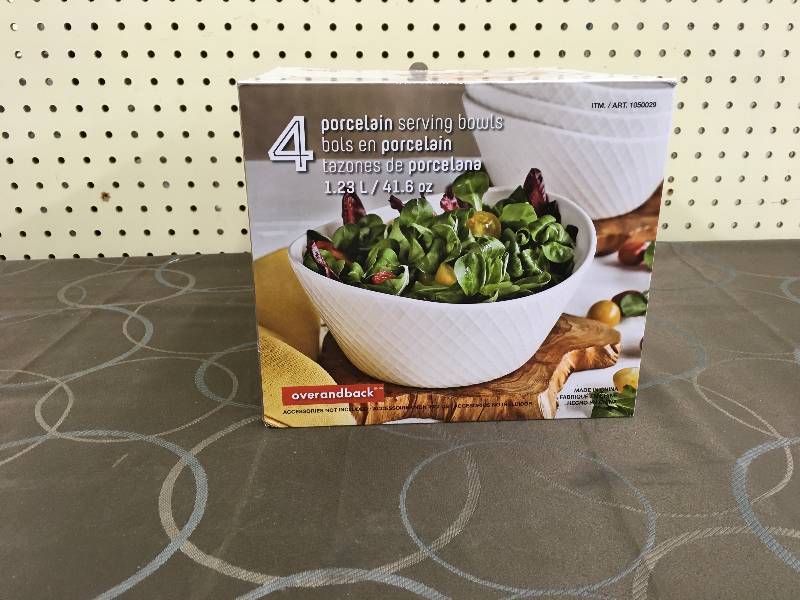 lot 68 image: OVER&BACK 4PC SERVE BOWLS, WHOLESALE PRICE $14.99