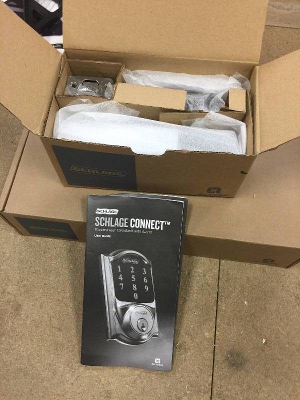 Schlage Connect Touchscreen Deadbolt with Alarm open box never used