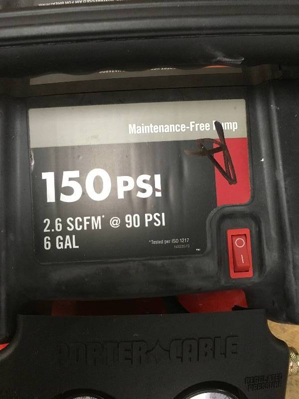 Porter Cable 150 PSI 6 Gallon Pancake Air Compressor in like New working conditions