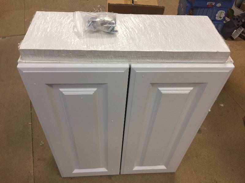 Glacier Bay Regency 21 in. W x 26 in. H x 8 in. D Over the Toilet Bathroom Storage Wall Cabinet in White open box never used