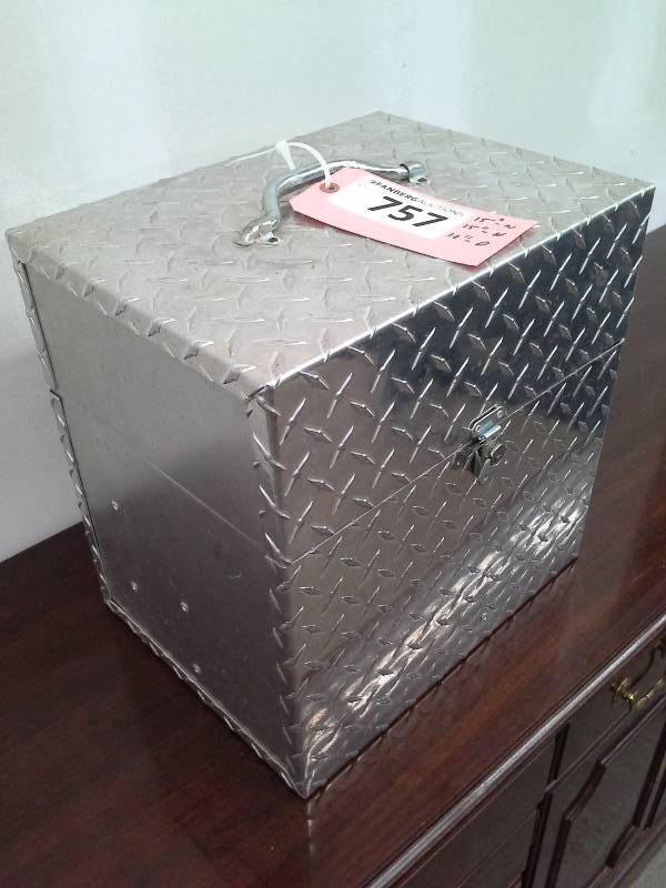lot 757 image: 15 x 15 x 12 Metal Chest