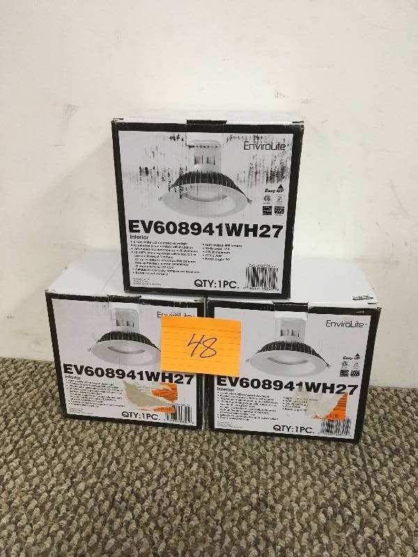 lot 48 image: EnviroLite Easy Up 6 in. Warm White LED Recessed Light wih 91 CRI, 2700 J-Box (No Can Needed) - Lot of 3 New