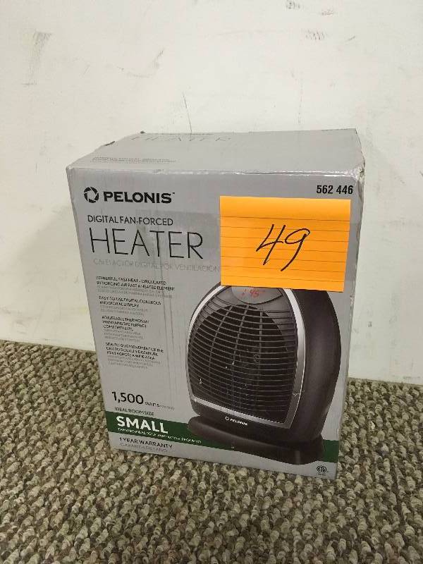 lot 49 image: Pelonis 1500-Watt Digital Fan Forced Electric Portable Heater, Black in working conditions