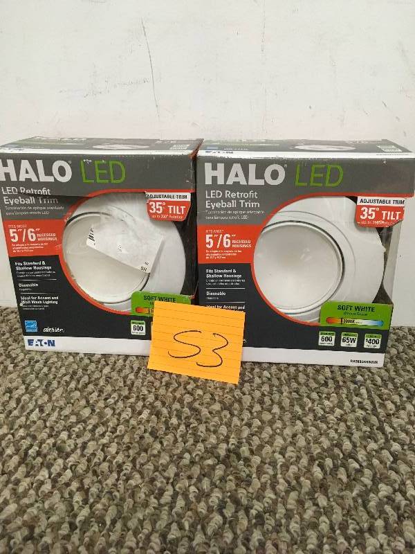lot 53 image: Halo Lighting 5 in. or 6 in. LED Gimbal with Baffle Recessed Lightingh Trim - Lot of 2 open box never used