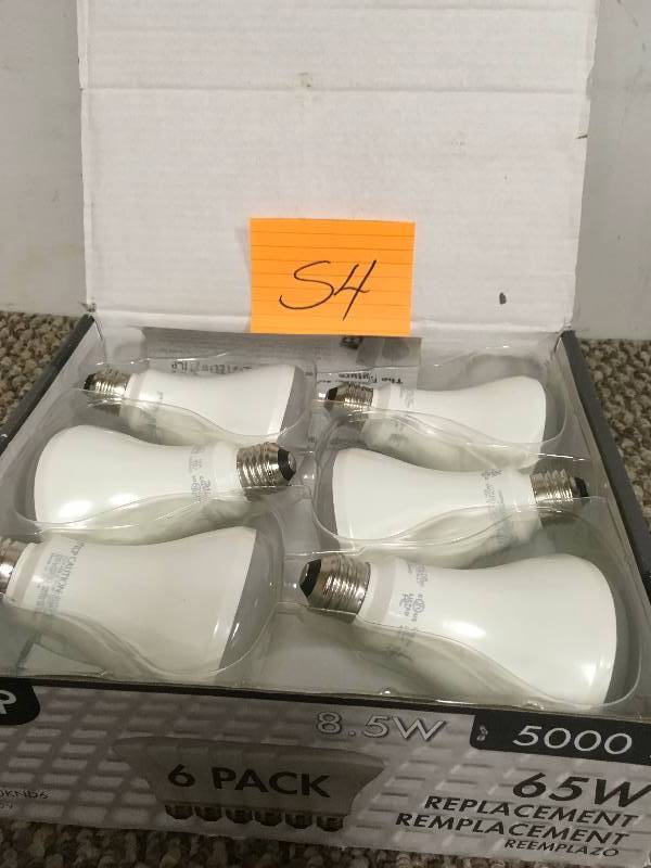 lot 54 image: TCP 65 Watt Equivalent Day Light BR30 Non-Dimmable LED Flood Light Bulb (6-Pack) open box never used