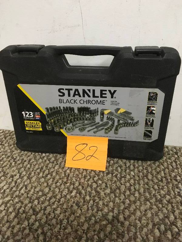 lot 82 image: Stanley 123-Piece Black Chrome Socket Set