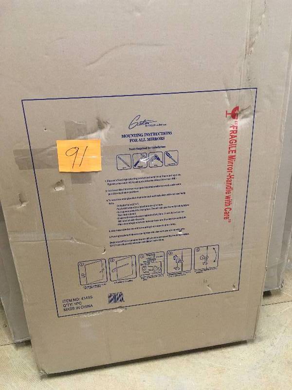 lot 91 image: Gatco Jewel Rectangle Mirror  open box never used
