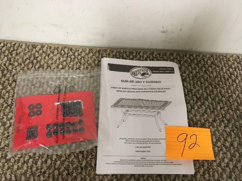 lot 92 image: Hampton Bay Patio Table open box never used