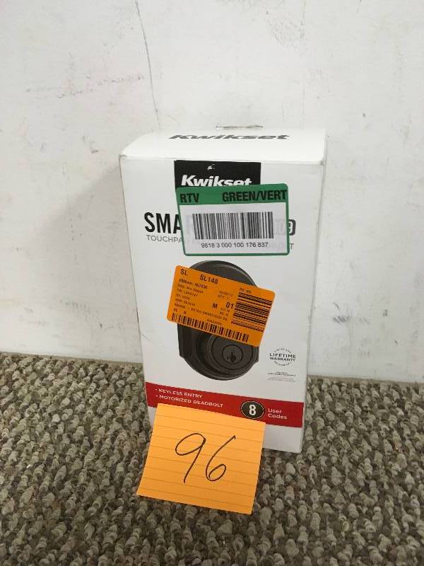 lot 96 image: Kwikset Corporation 909 11P SMT CP Smart Code Deadbolt Cen Bronze Finish Venetian Bronze open box never used