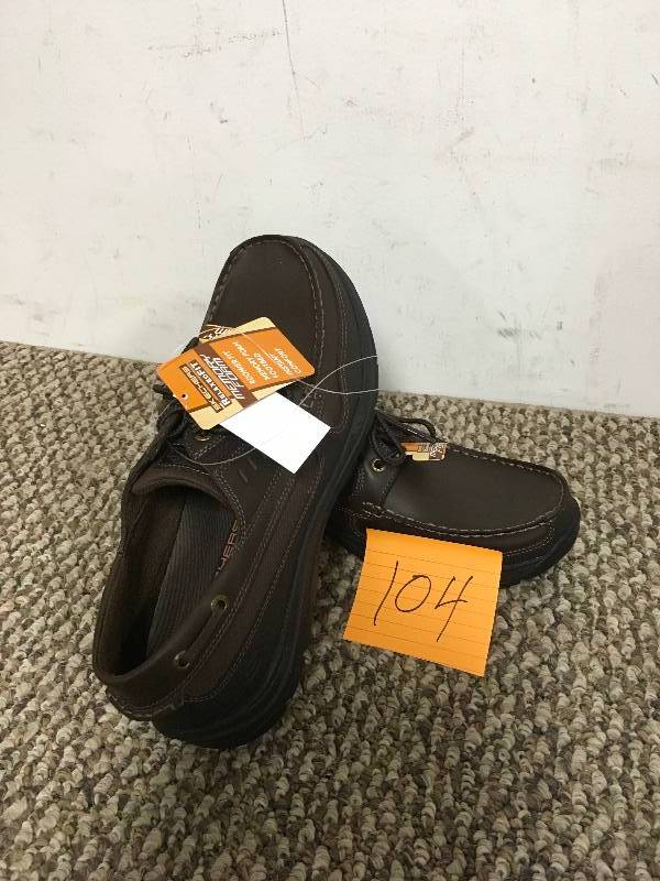 lot 104 image: Mens Skechers Relaxed Fit Expected Gembel Dark Brown Size 13 open box never used