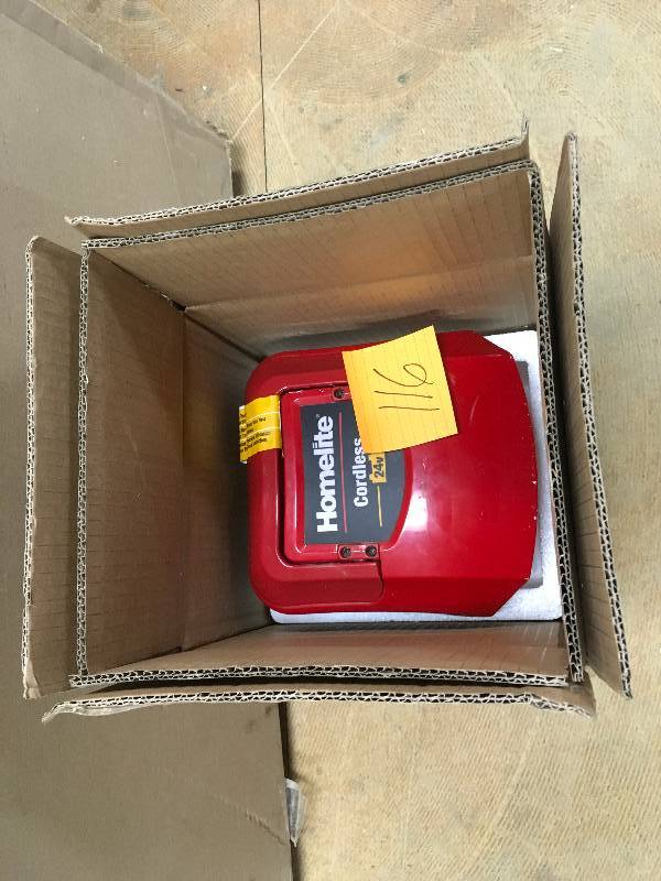 lot 116 image: Homelite 24-Volt Replacement Cordless Battery open box never used