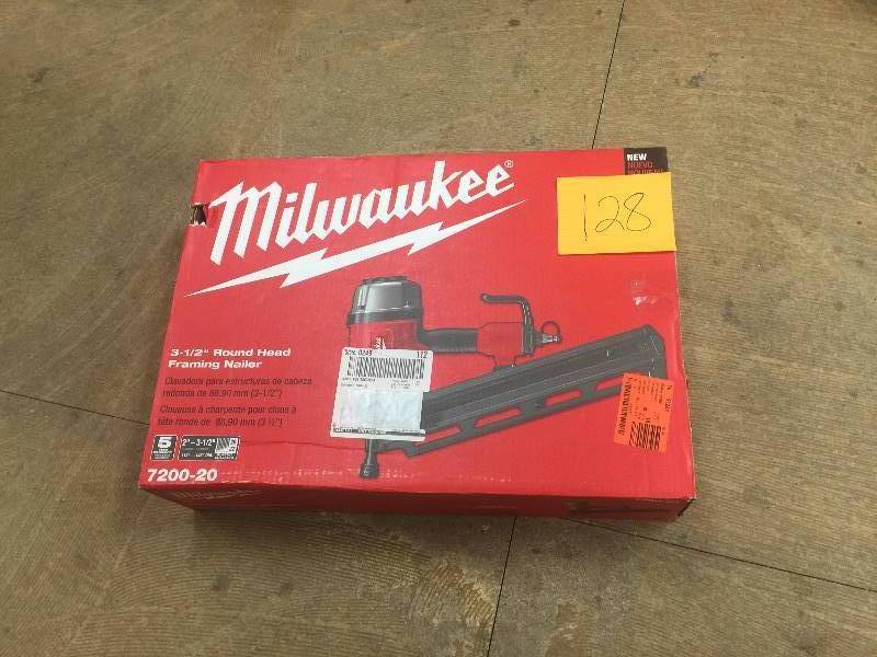 lot 128 image: Milwaukee 3-12 in. Full Round Head Framing Nailer not used